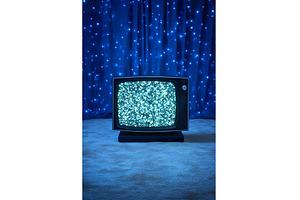 Vintage tv displaying static snow in, a Technology Photo by Lermont51