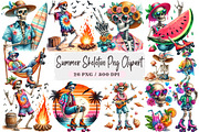 Watercolor Summer Skeleton Png Clipa, an Illustration by DreamArtGraphic (Thumbnail 1 of 4)
