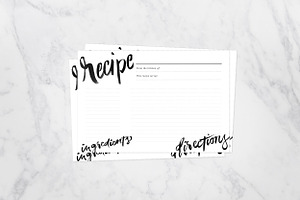 Calligraphy Recipe Card 4x6 Fill in