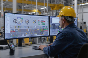 Engineer monitoring industrial, an Illustration by tilialucida