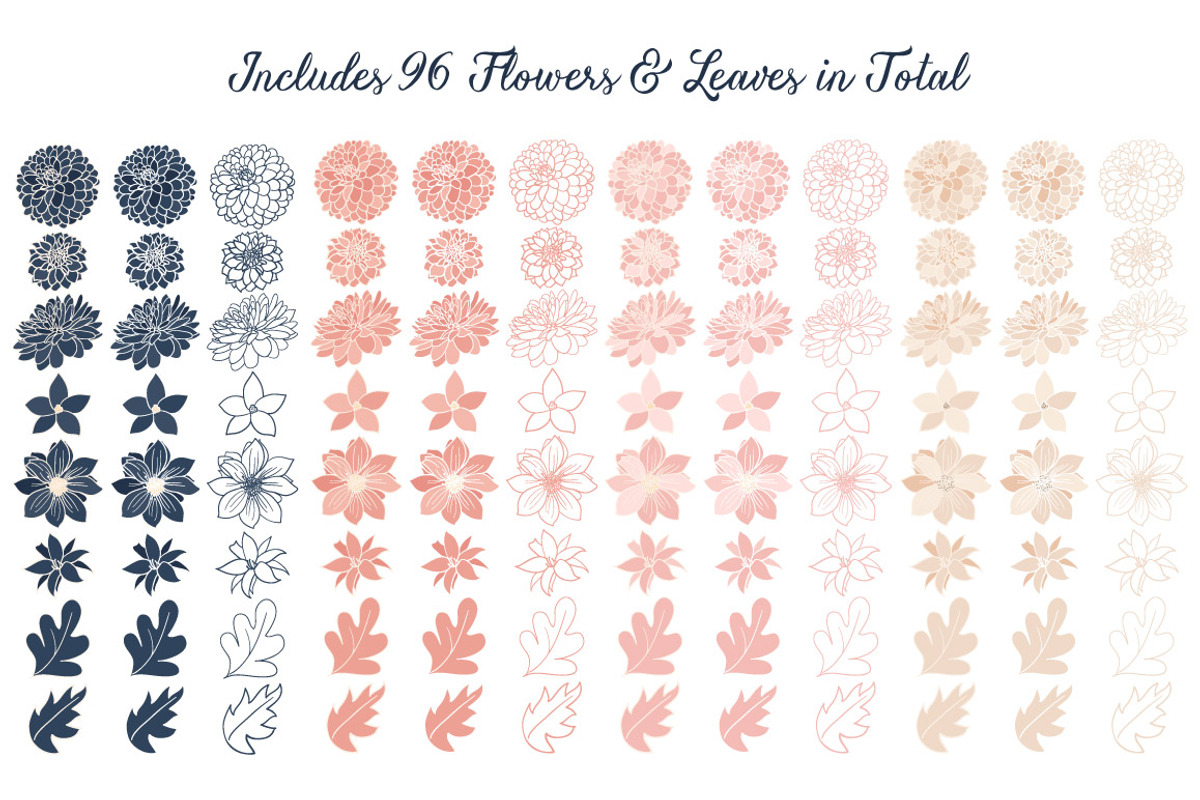 Navy & Pink Dahlia Clipart, an Illustration by Amanda Ilkov (Photo 4 of 4)