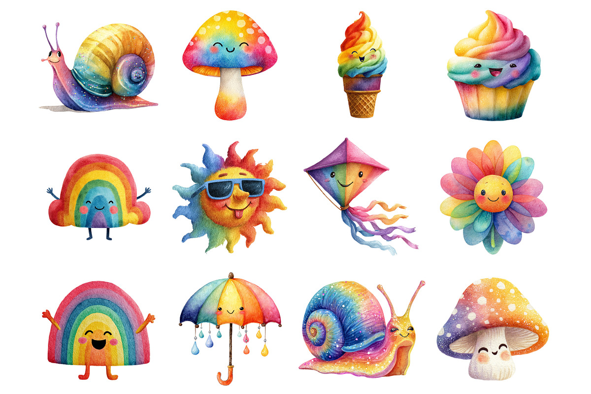 Cute Rainbow Character Clipart, a Graphic by CitraGraphics (Photo 2 of 4)