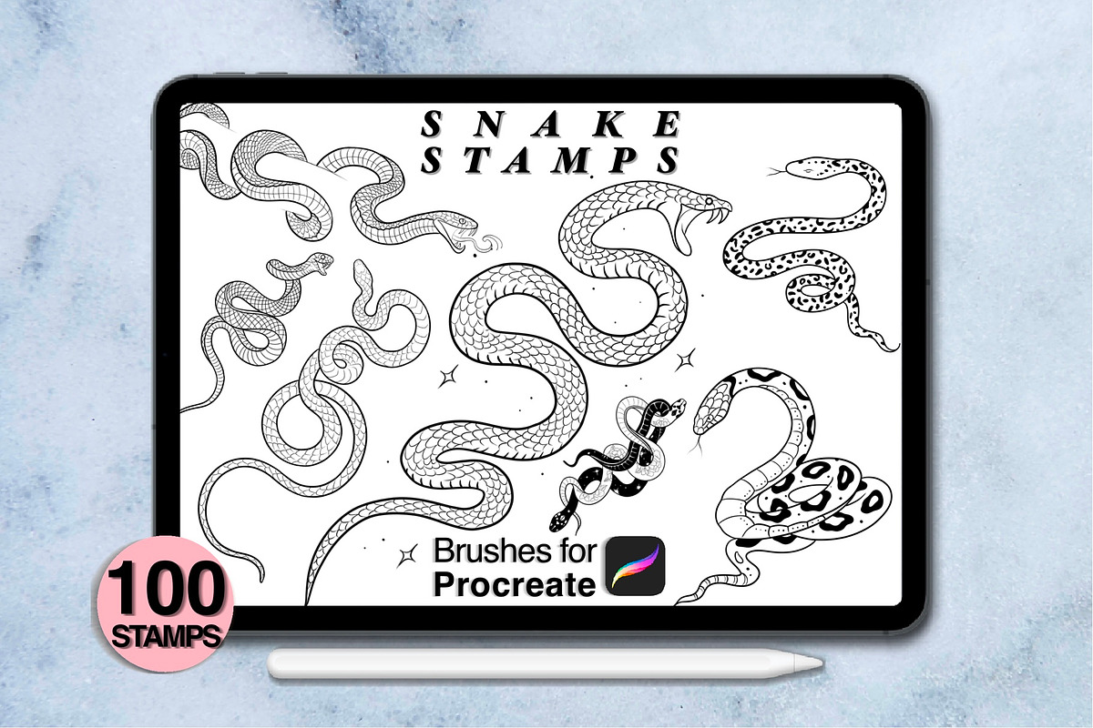100 procreate snake stamps, a Brush Add-On by Arts For Peace (Photo 7 of 9)