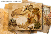 Watercolor Dinosaur Collection, an Animal Illustration by FineArt (Thumbnail 3 of 19)