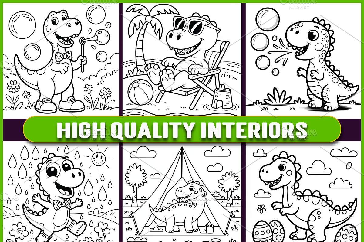 Friendly Dinosaur Coloring Book, an Animal Illustration by Ink Gallery (Photo 4 of 5)