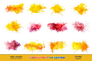 Watercolor Paint Ink Splash Clipart