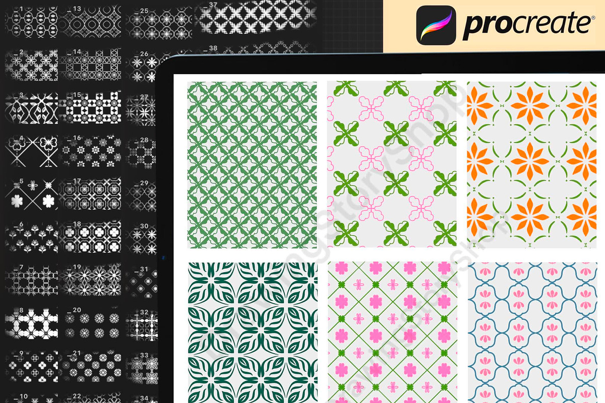Procreate Floral Geometric Seamless, a Brush Add-On by DrawingStoryShop (Photo 5 of 6)