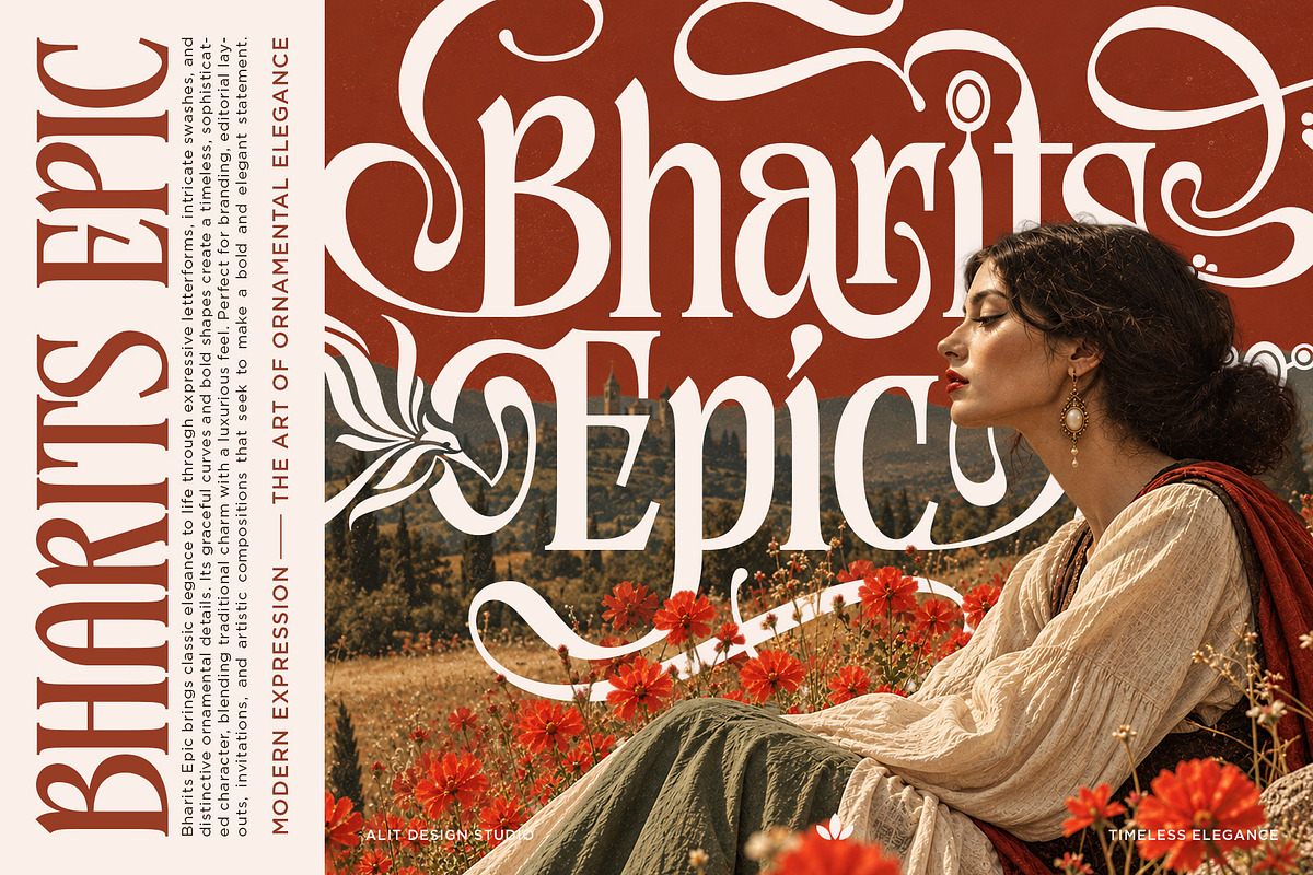 Bharits Epic Typeface, a Serif Font by alit design (Photo 9 of 20)