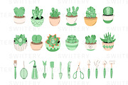 Succulent & Tool Clipart - Swiitery, a Decorative Illustration by Iconixar & Friends (Thumbnail 2 of 2)