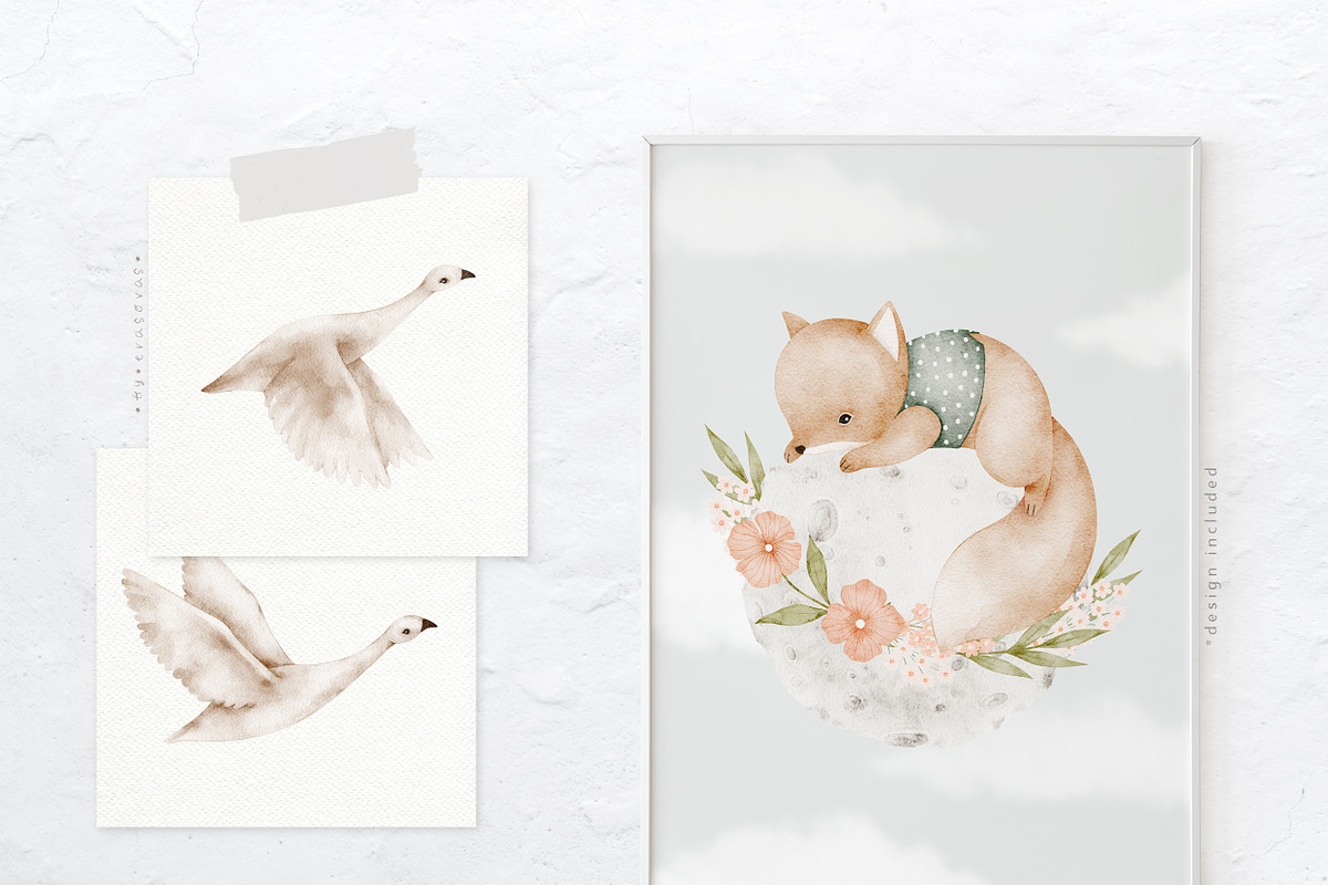 OVER THE MOUNTAINS watercolor set, an Animal Illustration by erasovas (Photo 5 of 8)