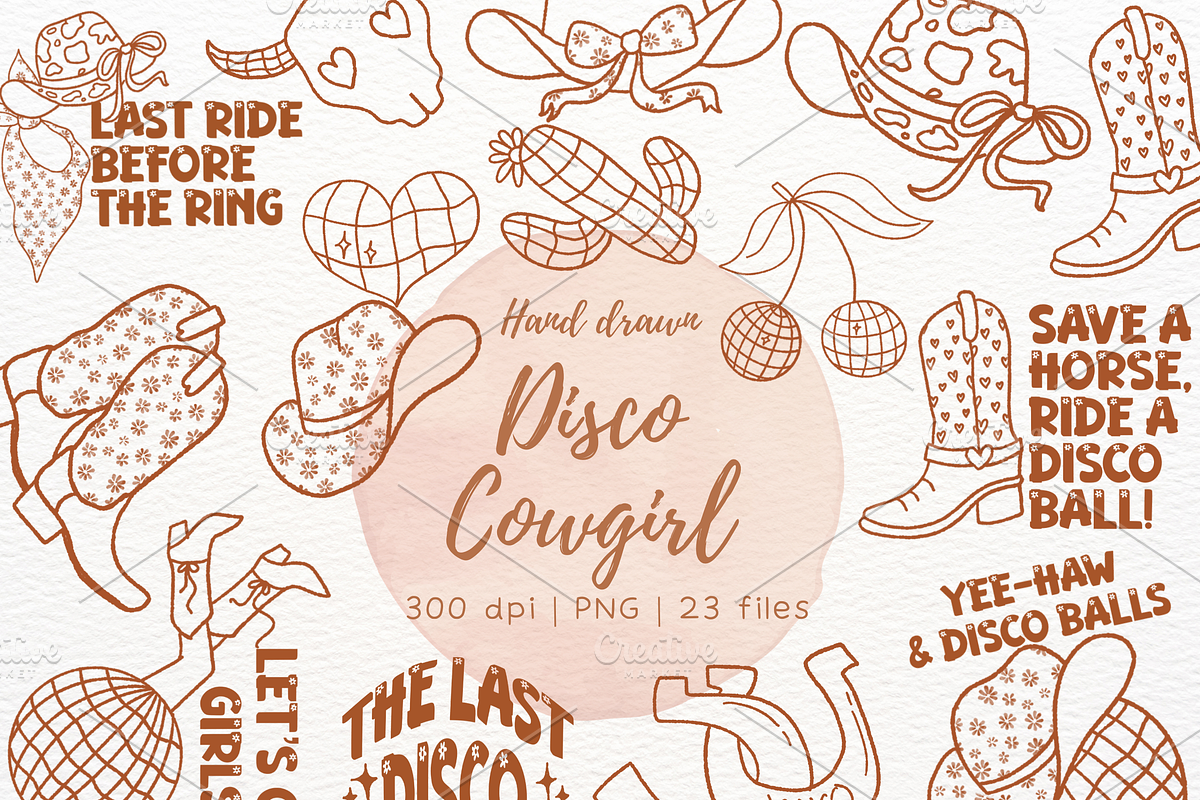 Hand Drawn Cowgirl Bachelorette, an Object Illustration by RimzStudio (Photo 1 of 5)