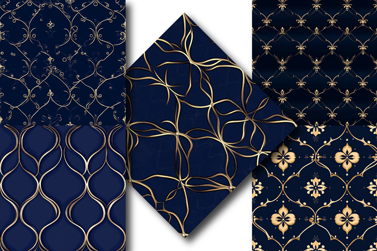 Luxury Navy Blue Pattern, an Illustration by DreamPrint404 (Photo 3 of 5)