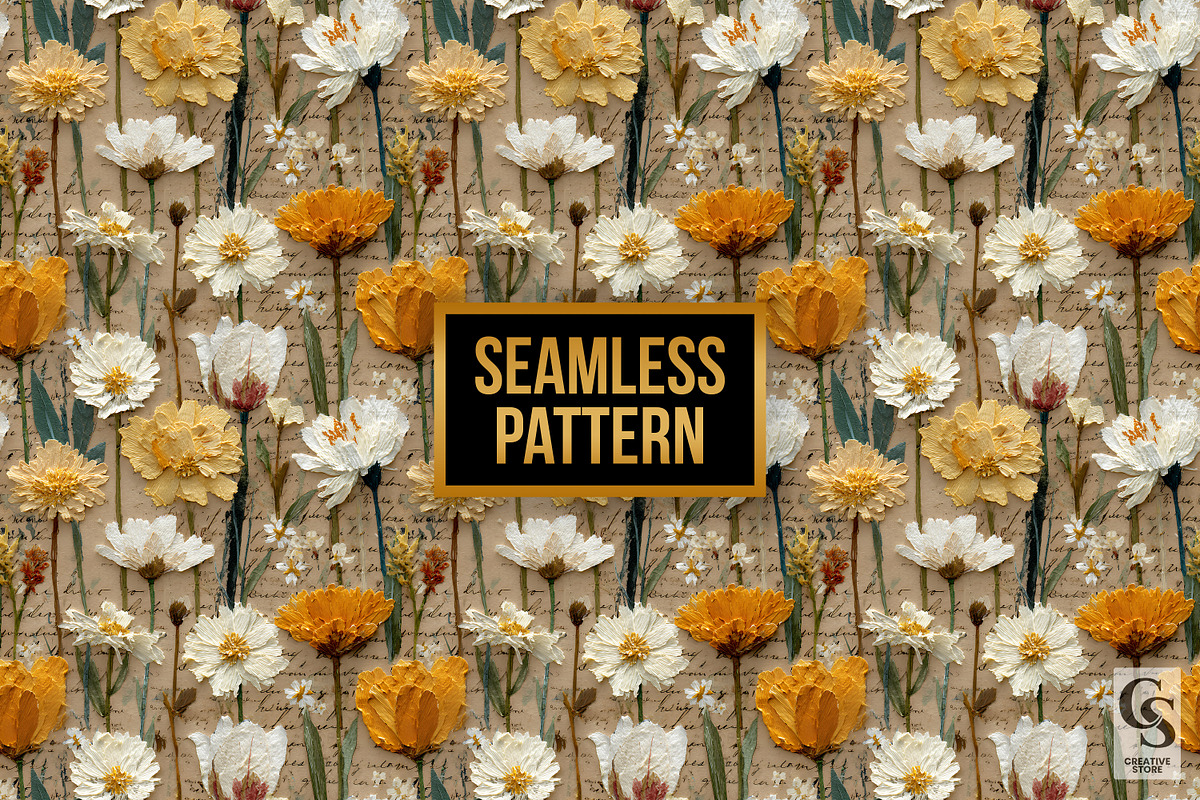 Vintage Scrapbook Flowers Pattern, a Pattern Graphic by Creative Store (Photo 4 of 5)