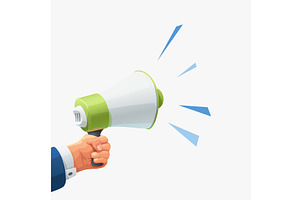 a hand holding speaker on white back, an Object Illustration by IfH