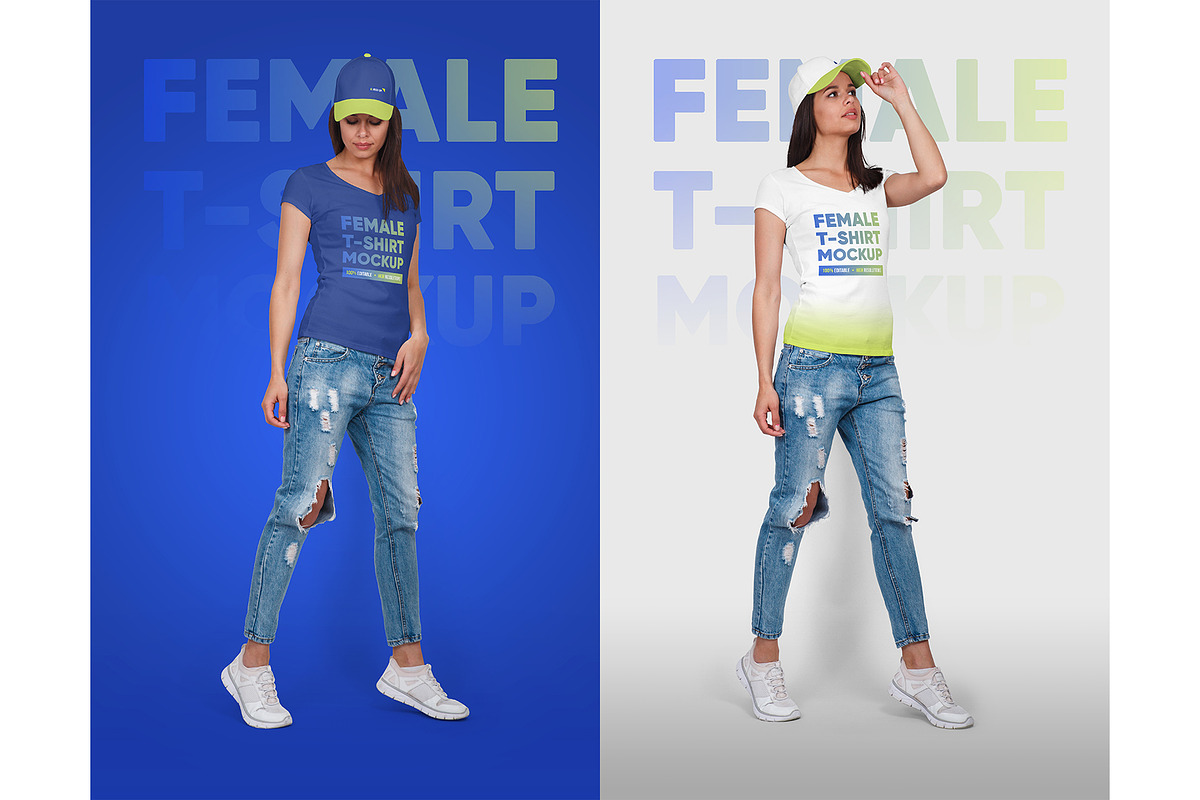 Female T-Shirt & Baseball Cap Mockup, a Shirt Mockup by Hi, Mock-Up! (Photo 6 of 8)