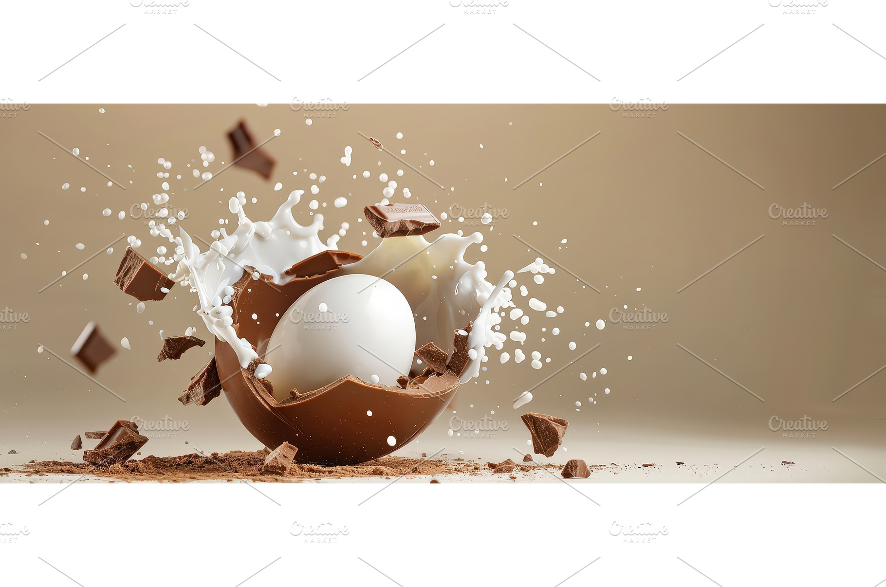 Egg inside exploding chocolate shell, a Food & Drink Photo by piter.goskov