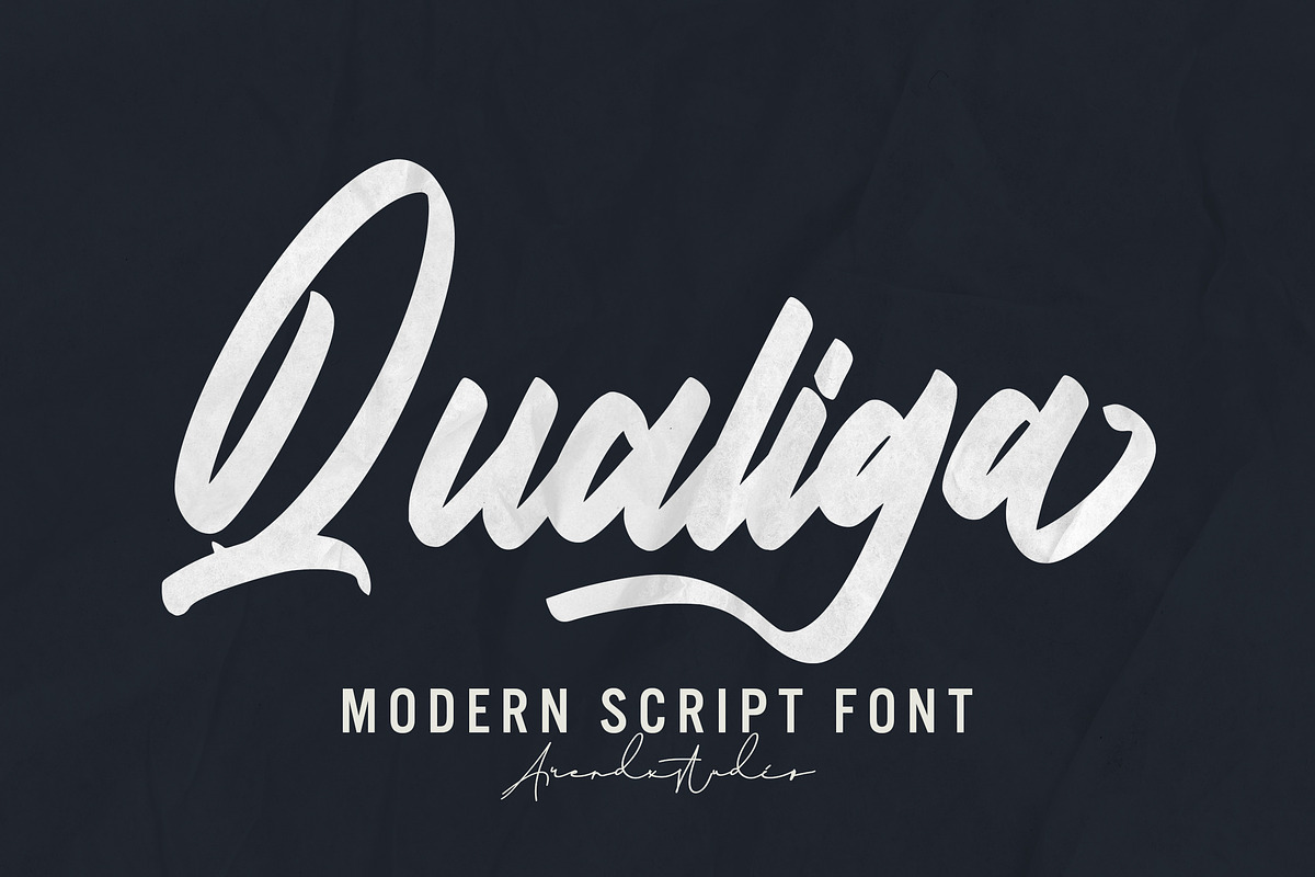 Qualiga - Script Font, a Script Font by Arendxstudio (Photo 1 of 8)