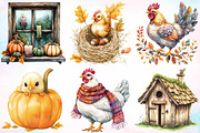 Watercolor Autumn Chicken Coop PNG, a Seasonal Illustration by Canvas Craft (Thumbnail 2 of 3)