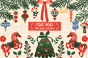 Christmas Folk Art graphic set, a Seasonal Illustration by Madiwaso (Thumbnail 1 of 13)