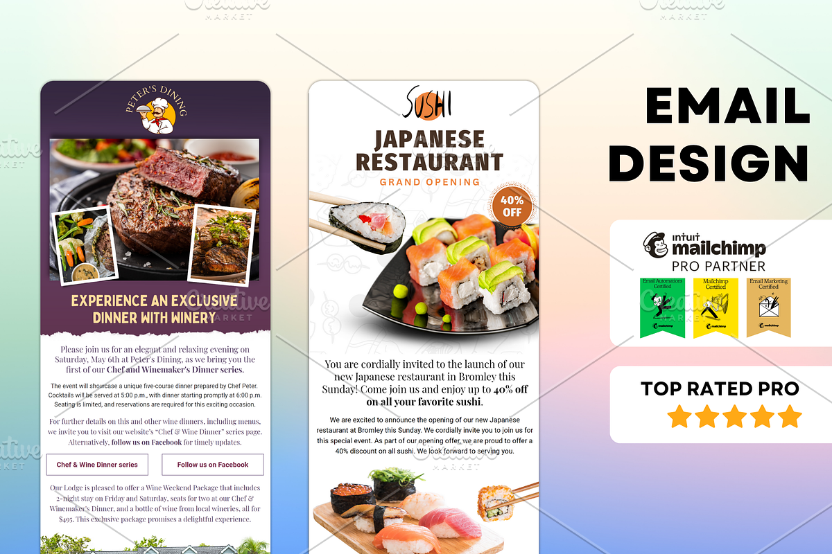 Mailchimp template for restaurants, an Email Template by Nivindesign (Photo 1 of 2)
