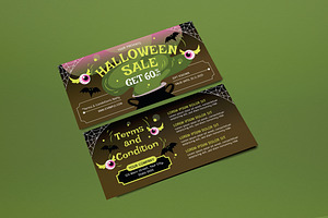 Brown Cartoon Halloween Sale Voucher