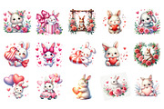 Valentine Bunny Clipart Bundle, an Illustration by SinaCreation (Thumbnail 2 of 11)