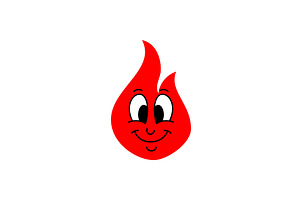 Cute cartoon red flame with a big, an Object Illustration by GraphiShop
