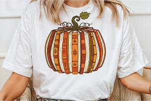 Fall Book Pumpkin Halloween Teacher, an Illustration by Libby Wishes