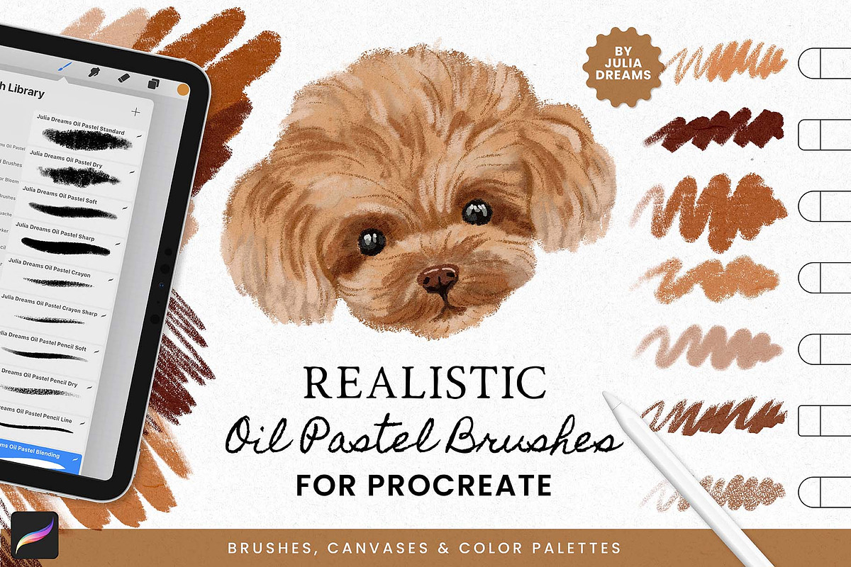 Oil Pastel Brushes Procreate, a Brush Add-On by Julia Dreams (Photo 1 of 9)