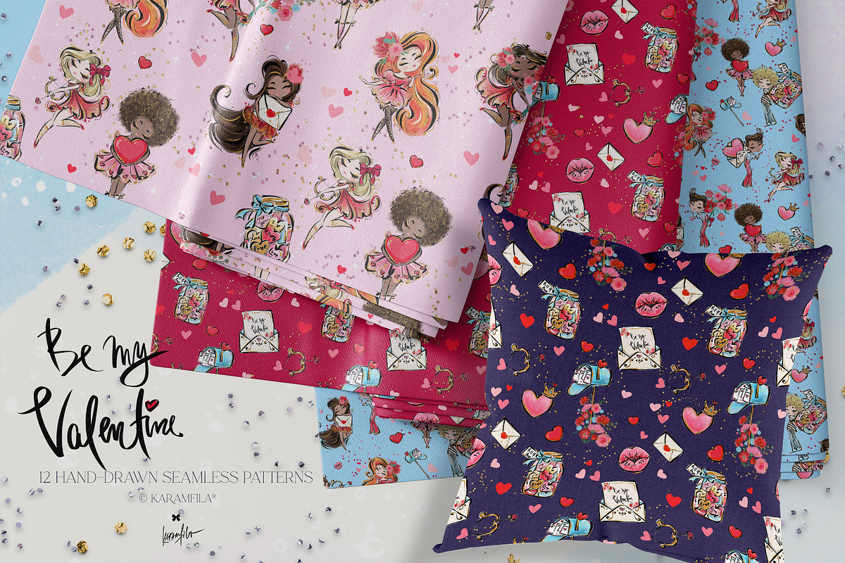 Valentine Doodles Seamless Patterns, a Pattern Graphic by KaramfilaS (Photo 9 of 19)