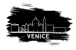 Venice Italy Skyline Silhouette.