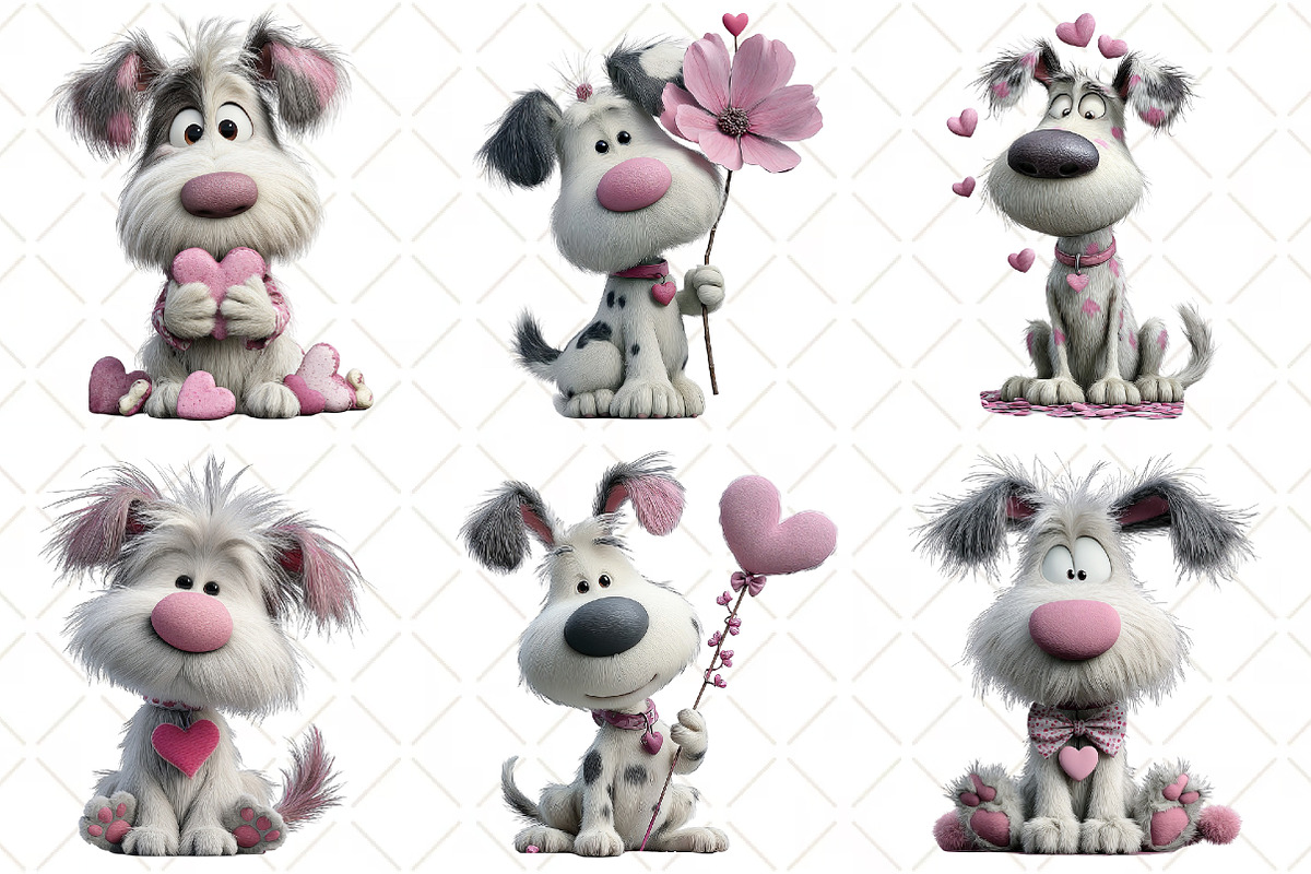 Whimsical Valentine Dog Clipart, an Illustration by Black Bird Studio (Photo 4 of 6)