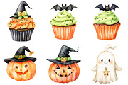 Watercolor Cute Halloween Clipart, a Seasonal Illustration by CitraGraphics (Thumbnail 2 of 7)