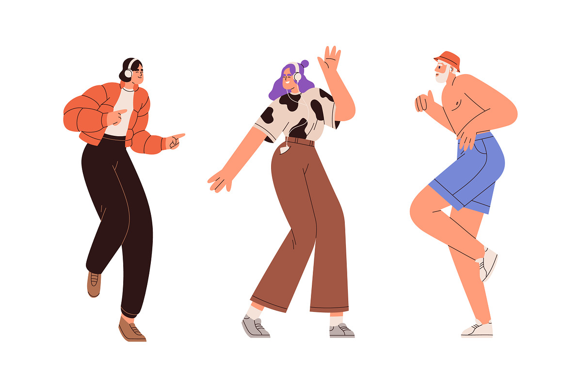 People in headphones dancing set, a Person Illustration by Good Studio (Photo 3 of 4)