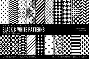 Black And White Digital Papers