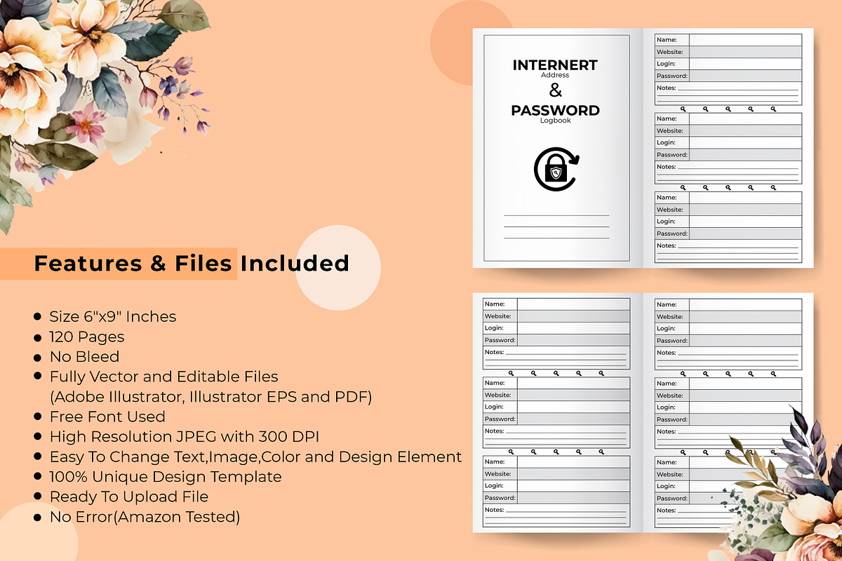 Password Logbook Kdp Interior, a Stationery Template by Hurairagraphics (Photo 3 of 3)