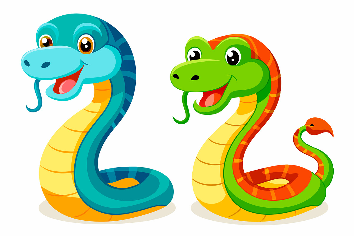Cartoon Snakes with Bright Colors, an Animal Illustration by Imamul001