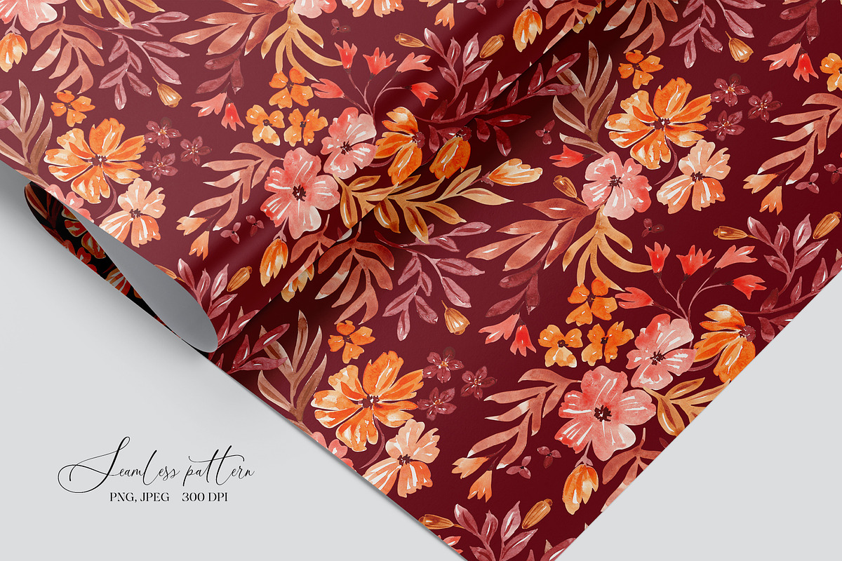 Fall floral seamless pattern, a Pattern Graphic by SirenaArt (Photo 13 of 19)