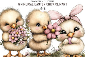 Whimsical Easter Chick Clipart, an Illustration by designcity5
