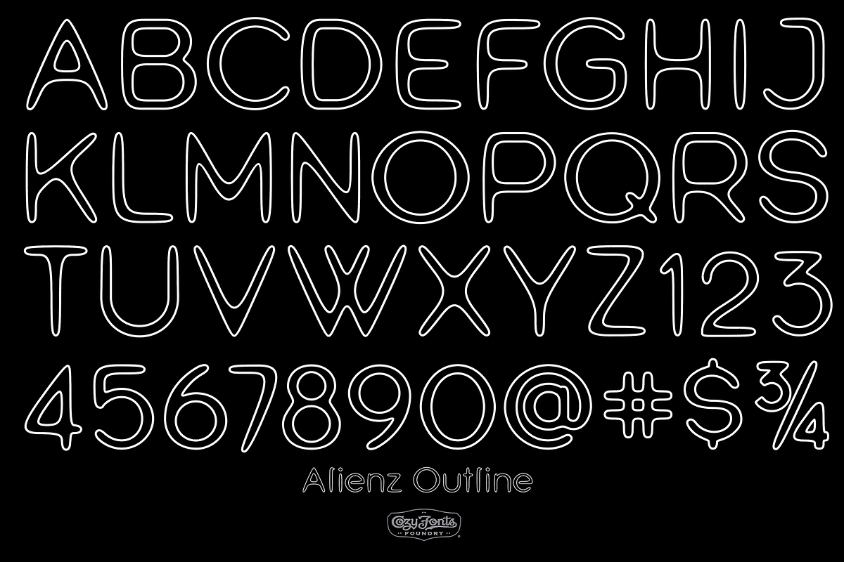 Alienz Outline, a Font by CozyFonts Foundry (Photo 1 of 3)