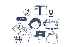 Female online shopping. Woman buy, a Technology Illustration by LadadikArt
