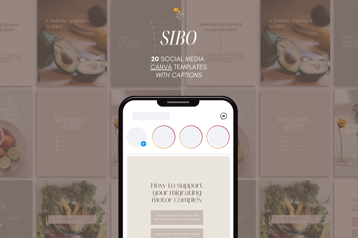 SIBO Instagram Post Canva Templates, a Social Media Template by Naturopath Hub (Photo 1 of 5)