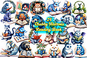Chubby Animals Reading Book Clipart, an Illustration by Wow Magic (Thumbnail 1 of 4)