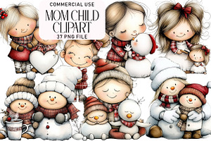 Mom Child Clipart, an Illustration by Daily.Designs