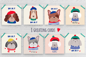 Cute French Dogs Vector Collection