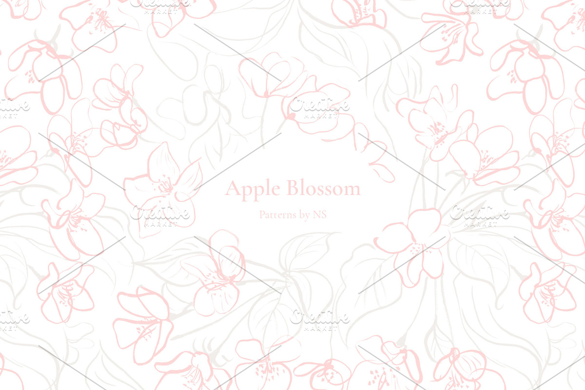 Apple Blossom Pattern Collection, a Pattern Graphic by Note And Silence (Photo 2 of 8)