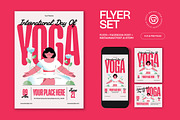 Pink Bold Day Of Yoga Flyer Set, a Flyer Template by graphicook (Thumbnail 1 of 3)