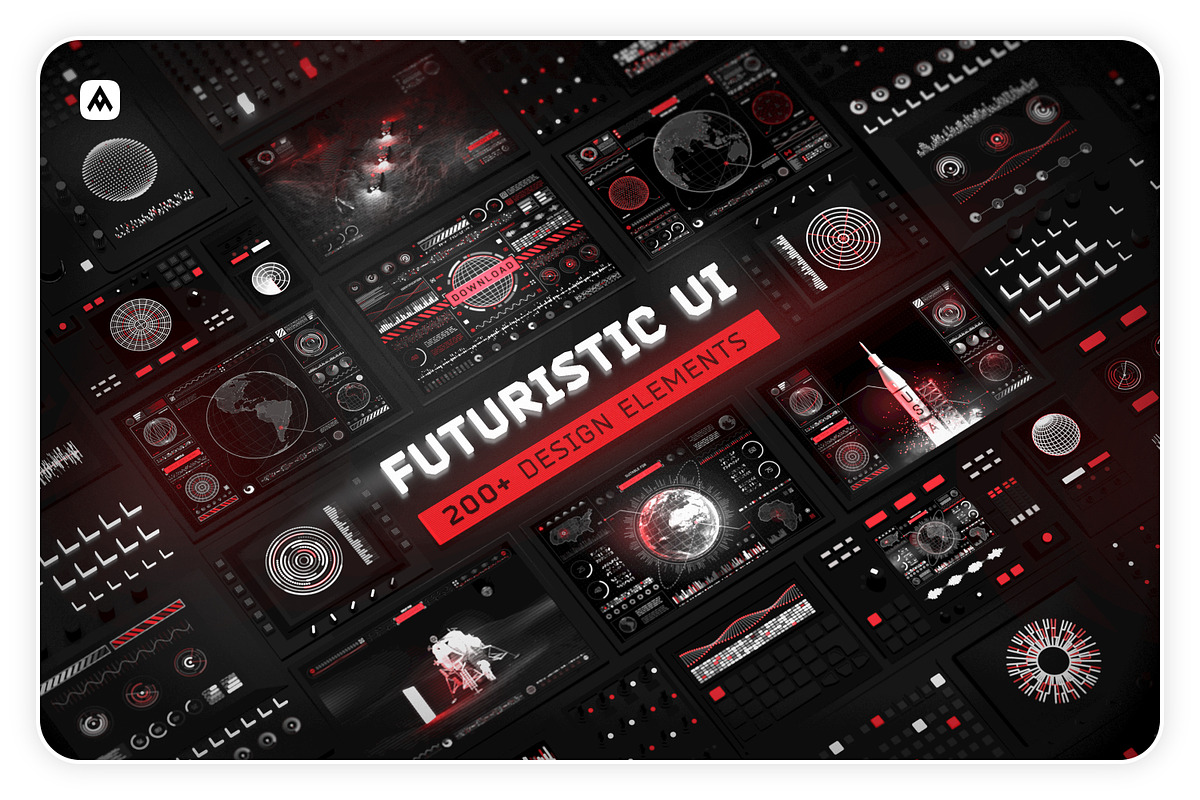 Futuristic UI - 200 Design Elements, an Object Graphic by Samolevsky (Photo 1 of 17)
