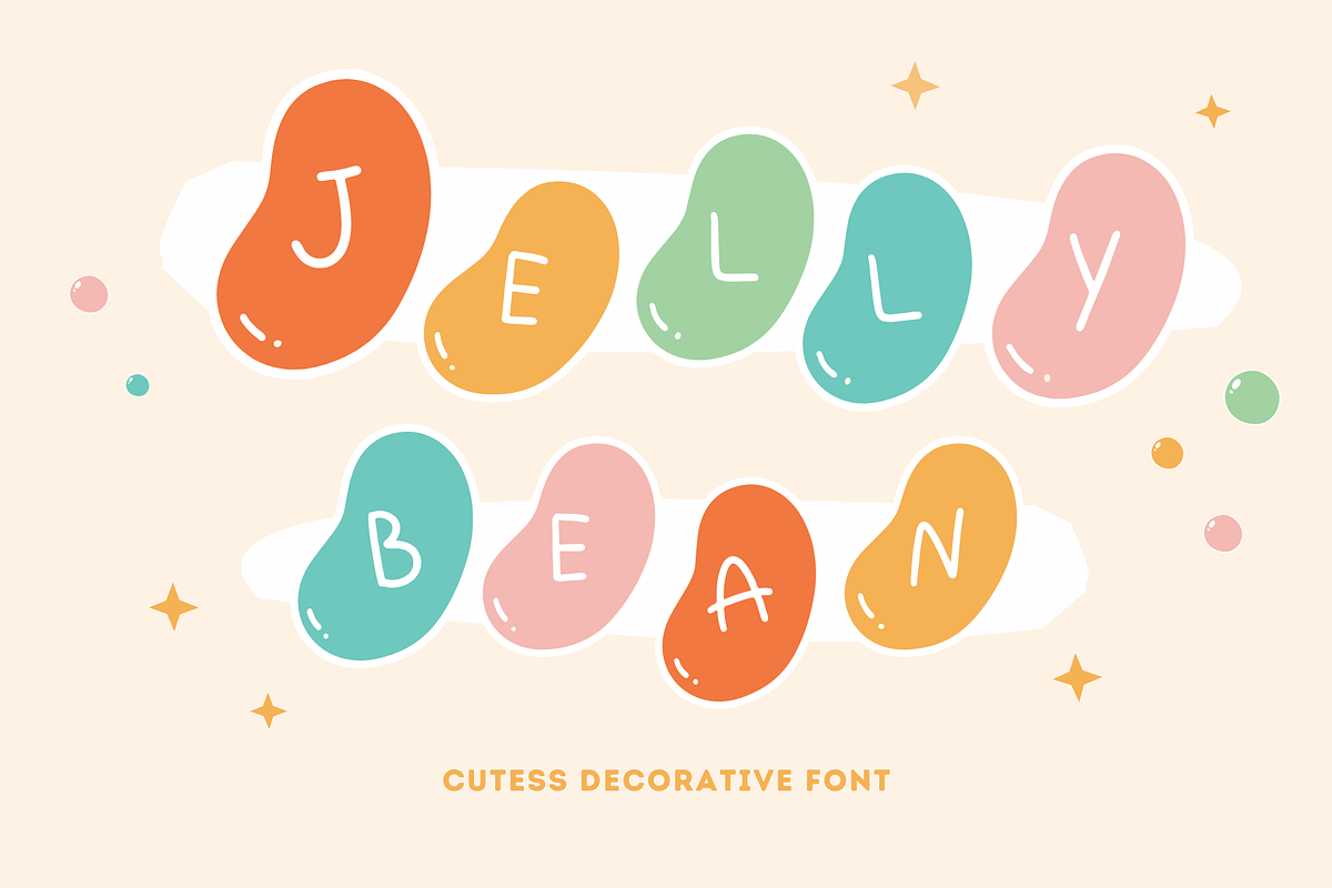 Jelly Bean | Cute Display Font, a Font by BAMBIN (Photo 1 of 8)