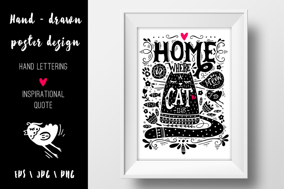 Home is where a cat is.., an Animal Illustration by Blue Ink Studio